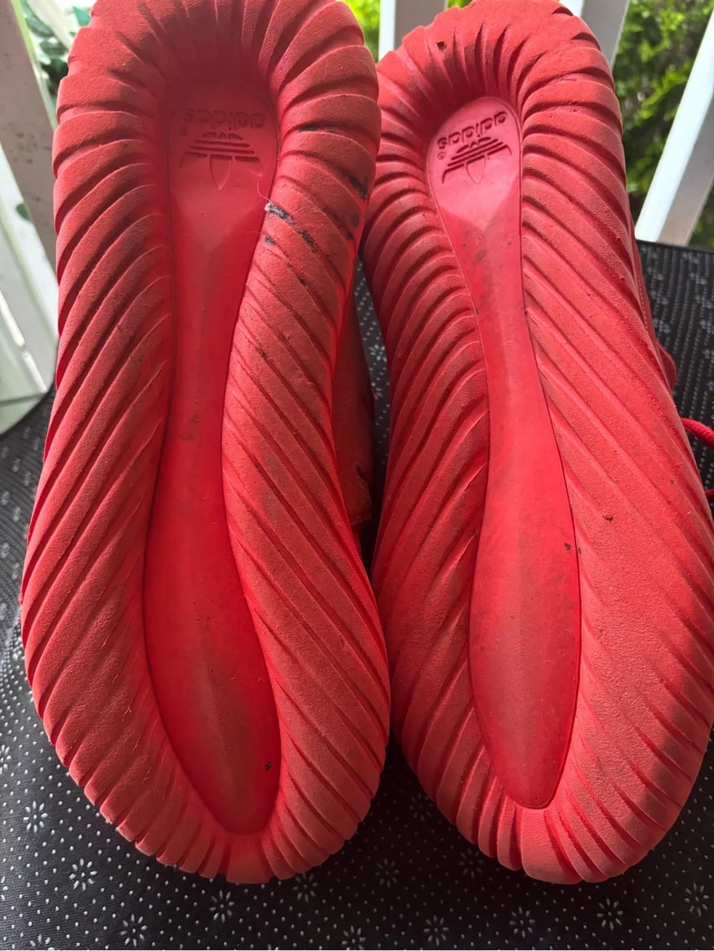 adidas Red Knit Lace-Up Athletic Shoes